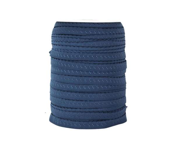 Foldeelastik med tungekant i navy 2, 1,2 cm bred
