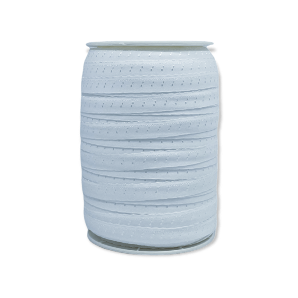 White fold-over elastic with picot edge, 1.2 cm