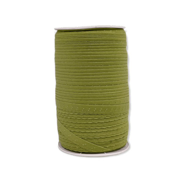 Fold-over elastic with picot edge in olive, 1.2 cm wide