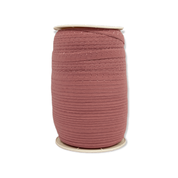Foldeelastik med tungekant i gammel rosa, 1,2 cm bred
