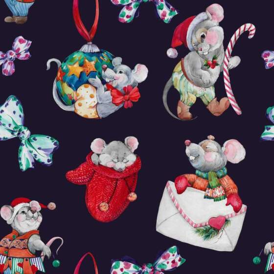 Jersey print med julemus - Billede 1