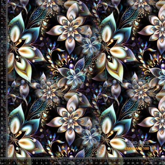 Jersey print med futuristic flowers 2 - Billede 1