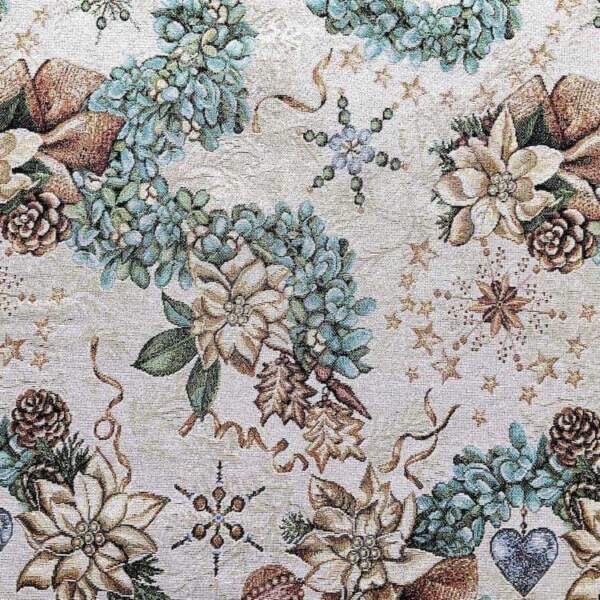 Gobelin fabric Christmas Flowers with floral jacquard weaving