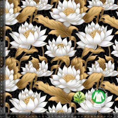 Digtital print in bamboo - Gold flowers - Image 1