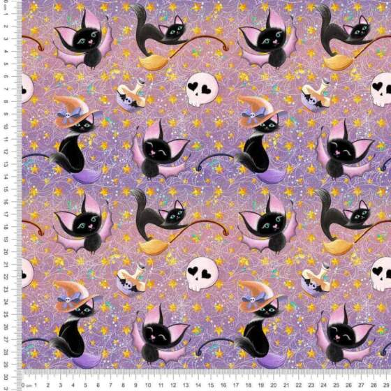 Jersey print med katte og flagermus