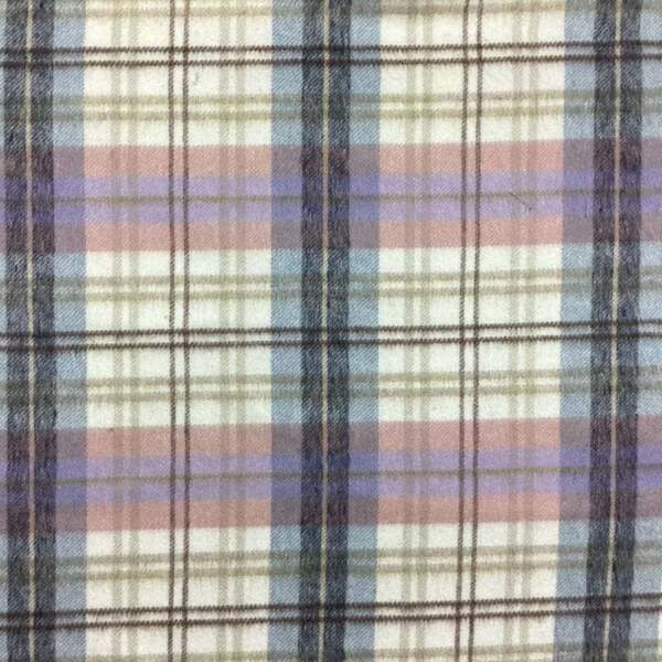 Close-up of lilac/blue tweed checks texture and weave
