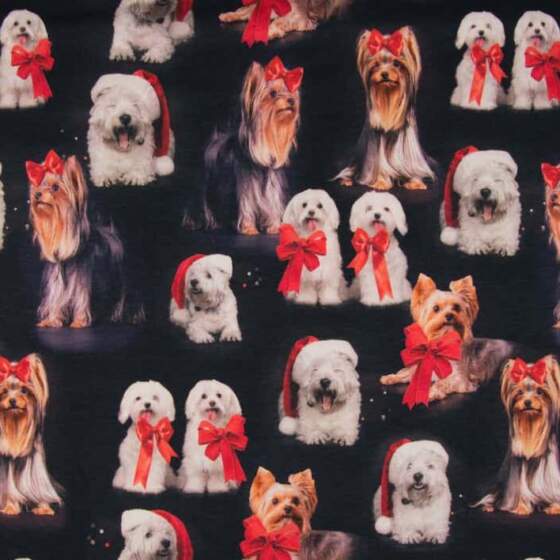 Jersey print med julehunde - Billede 1