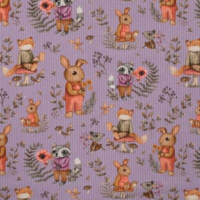 Rib jersey with cute bunnies - Purple - Image 1