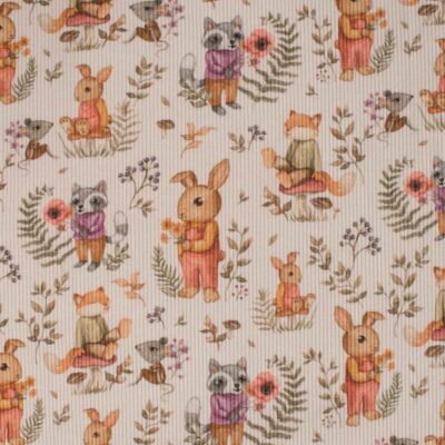 Rib jersey with cute bunnies - White - Image 1
