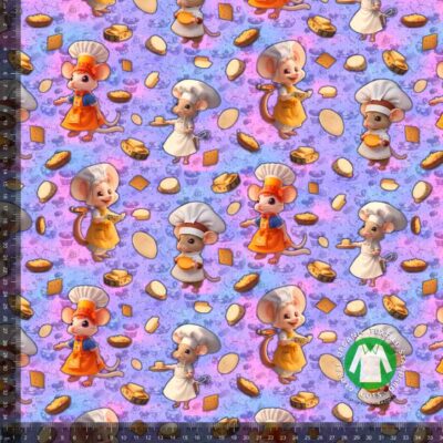 Printed cotton jersey with kitchen mice - printed cotton jersey 220 g/m²