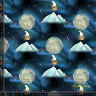 Jersey print with polar bears in hot air balloons digital print jersey