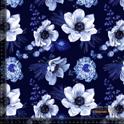 Jersey print with flowers - navy - Image 1