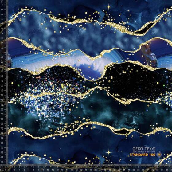 Jersey print med glitter - navy - Billede 1