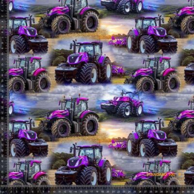 Jersey print with pink tractors - Image 1