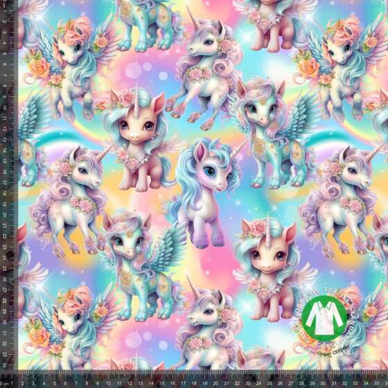 Jersey print med pastel enhjørninger - Billede 1
