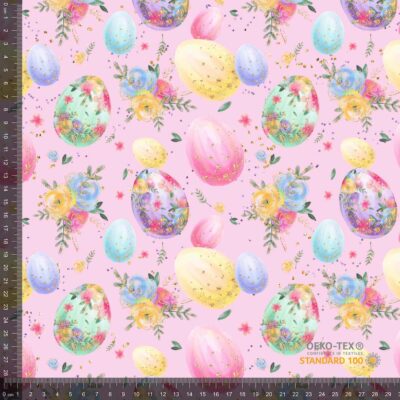 Jersey print with Easter eggs - pink' - Image 1