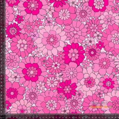 Jersey print retro flowers - pink - Image 1