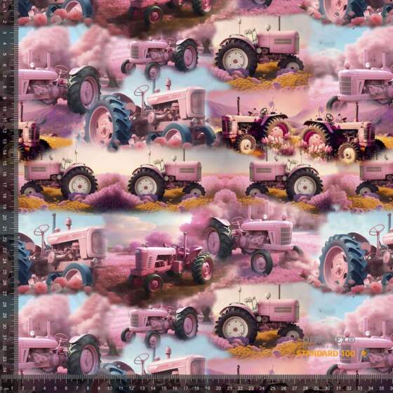 French Terry (UB) - pink traktorer 3 - Billede 1