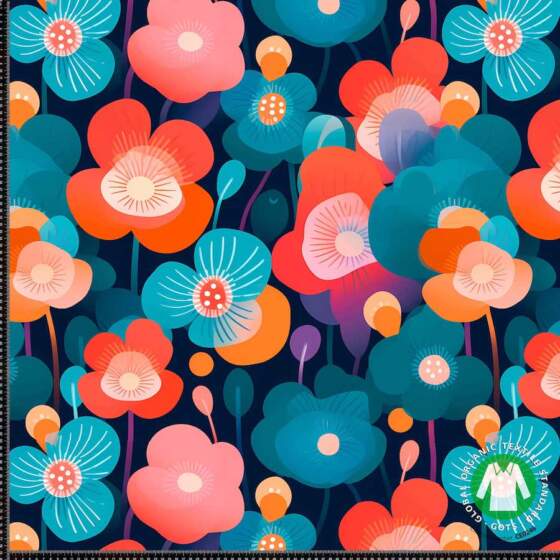 Jersey print, poppy navy (stor) - Image 1