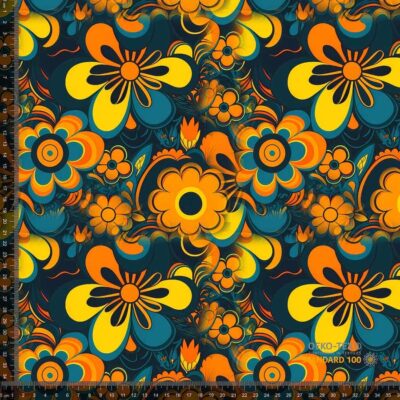 Jersey print psychedelic retro flowers 3 - Image 1