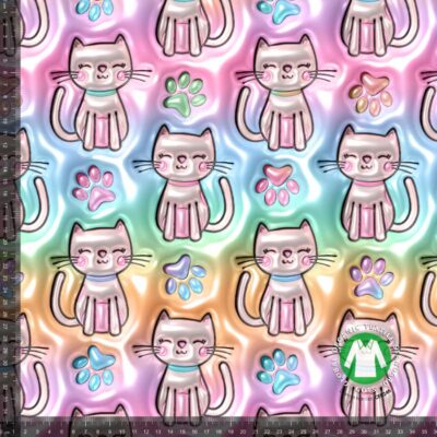 Jersey print with puffy cats - Image 1