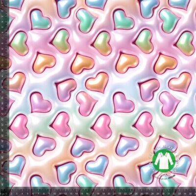 Cotton jersey with puffy hearts print, digital print 220 g/m²