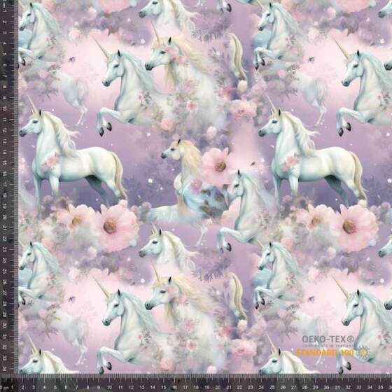 Jersey print med elegante enhjørninger 1 - Billede 1