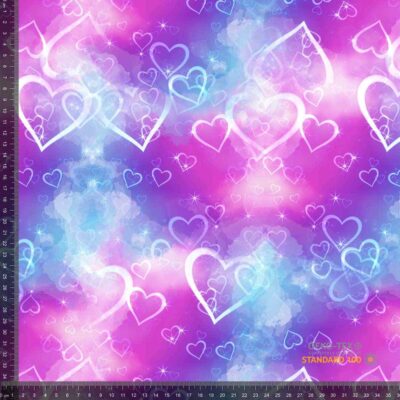 Jersey print with glittering hearts purple / pink - Image 1