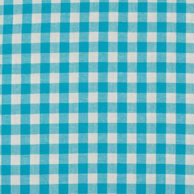 Aqua-sininen ruudullinen puuvillakangas, 10 mm klassinen ruutu