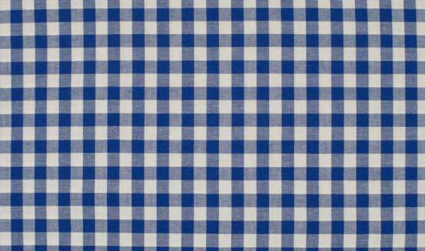 Royal blue checked canvas in a 10 mm check pattern, woven cotton structure