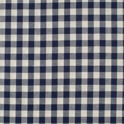 Navy-sininen ruudullinen puuvillakangas, 10 mm ruutu