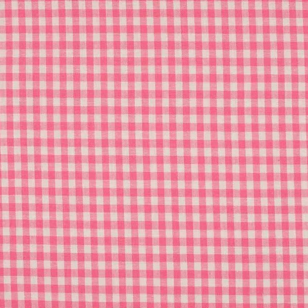 5 MM Rose -- rose and white checked cotton canvas in 100% cotton