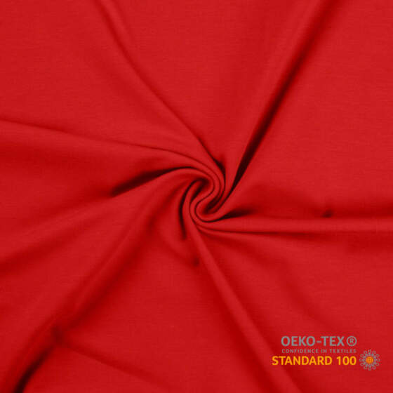 Bomulds jersey - Rød i 95% bomuld og 5% lycra, 220 g/m²