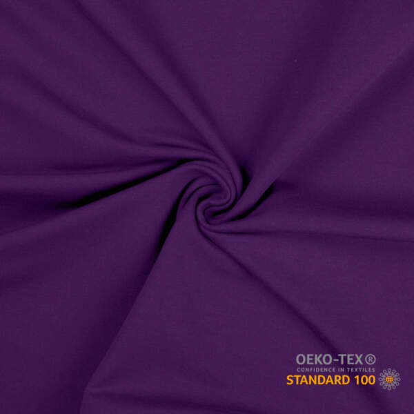 Bomulds jersey i lilla, 220 g/m² og 150-160 cm bred