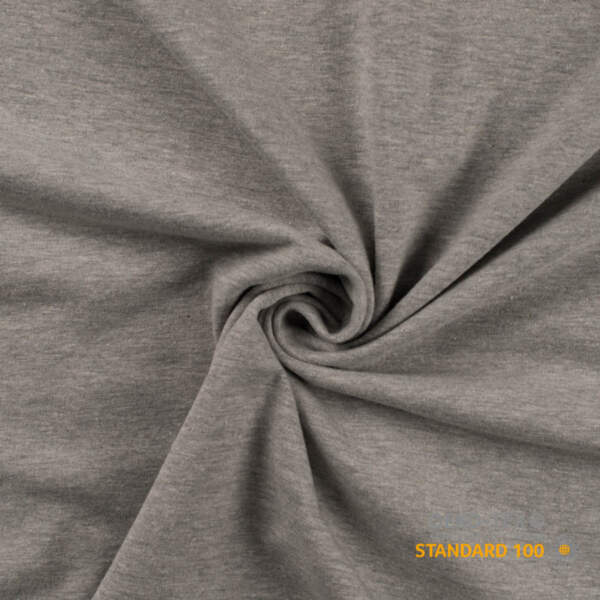 Cotton jersey light grey melange 220 g/m² 150-160 cm Oeko-Tex