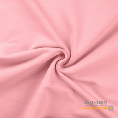 Unbrushed french terry baby light pink, rolled fabric with loops on the reverse