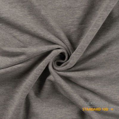 French Terry unbrushed light grey melange 230 g/m² Oeko-Tex 100