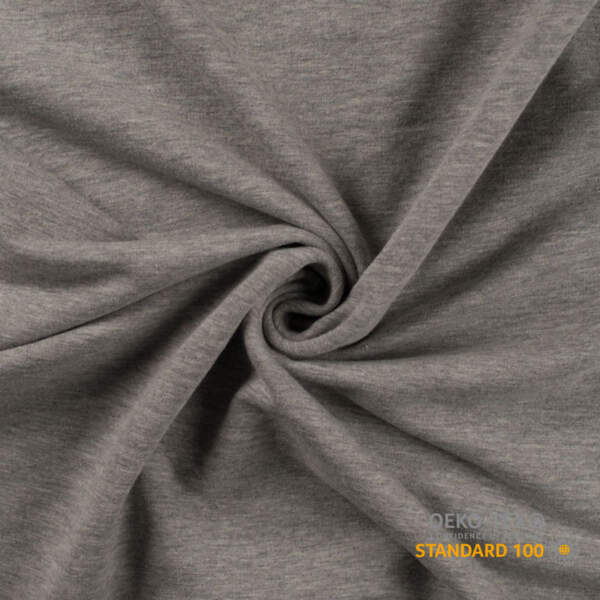 French Terry unbrushed light grey melange 230 g/m² Oeko-Tex 100