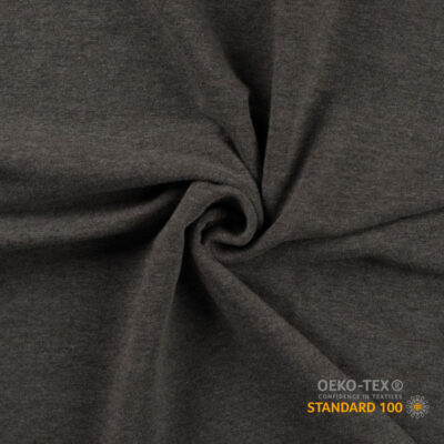 French Terry unbrushed medium grey melange 230 g/m² Oeko-Tex 100
