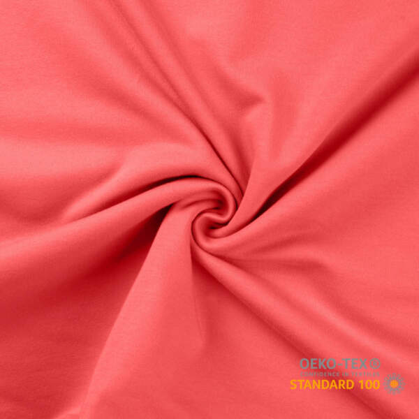 French Terry brushed i koral, 230 g/m², Oekotex 100