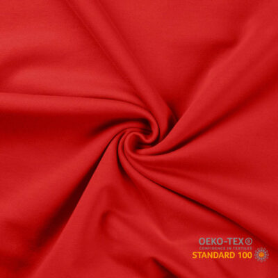 Red French Terry brushed fabric, 230 g/m², Oeko-Tex 100