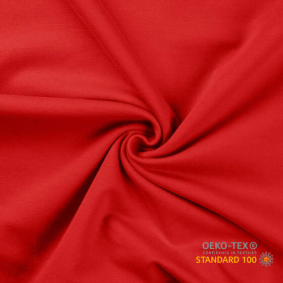 Rød French Terry brushed metervare, 230 g/m², Oekotex 100