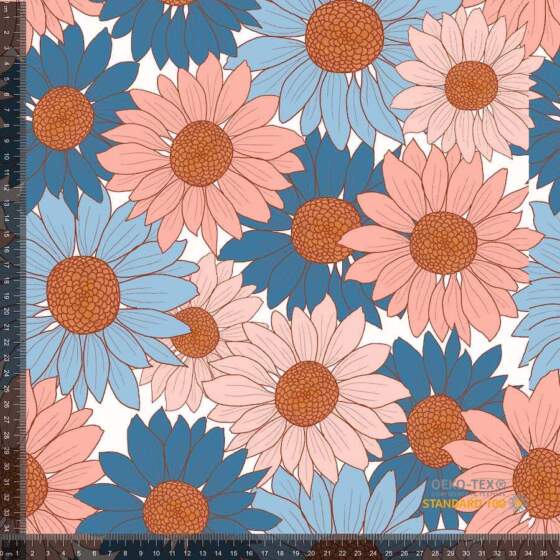 Jersey print med retro margueritter - Billede 1