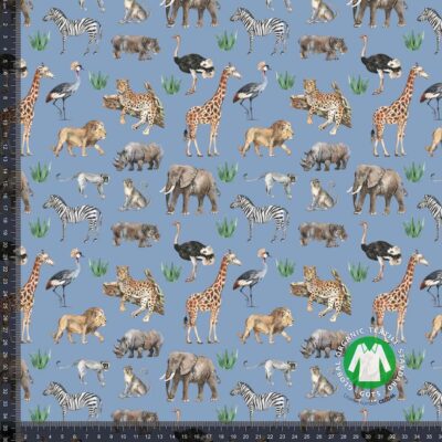 Jersey print with savannah animals - denim - Image 1