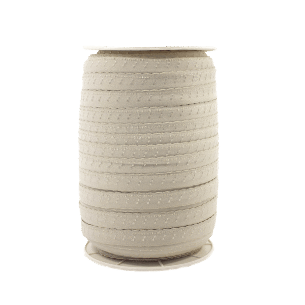 Foldeelastik med tungekant i sand, 1,2 cm bred