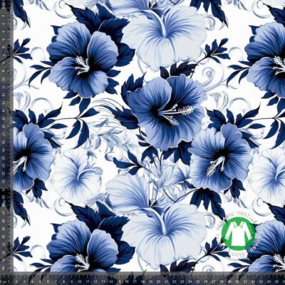 Printed Jersey Fabric Momo digital print jersey in blue and white, 200 g/m²