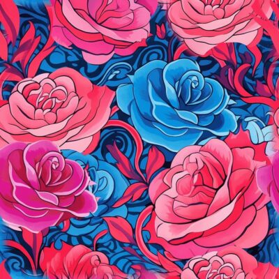 Jersey print with beautiful roses (large) - Image 1