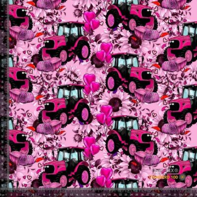 Jersey print with pink tractors 2 - Image 1