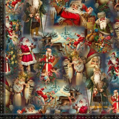 Jersey print with vintage Santas - Image 1