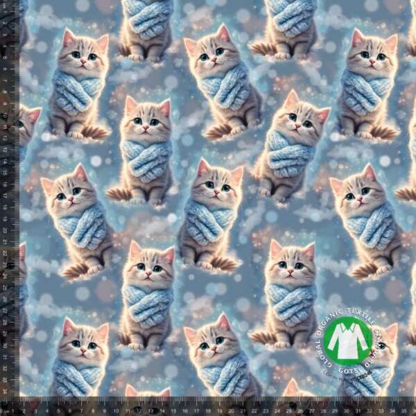 WInter-cats-1-measurement.jpg Printed cotton jersey with winter cats 1 in blue and white on cotton jersey